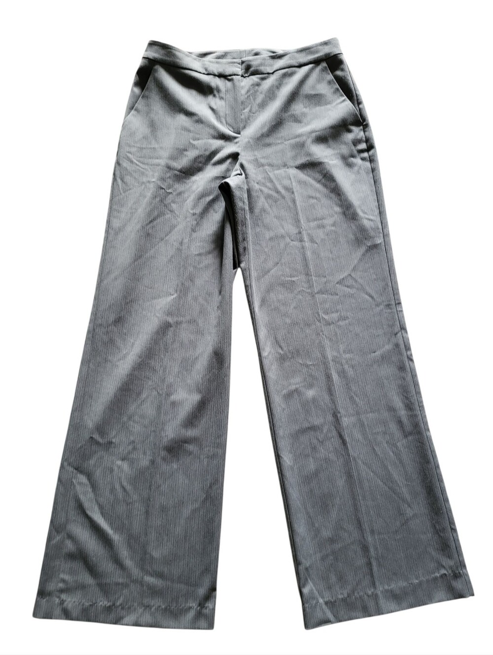 ST JOHN Gray Wool Blend Women's Dress Pants Size 6 Wide Leg Business Casual